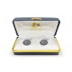 Masonic Rhodium Plated Oval Cufflinks