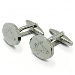Masonic Rhodium Plated Oval Cufflinks