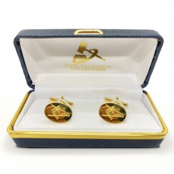 Masonic Gold Plated Oval Cufflinks with G