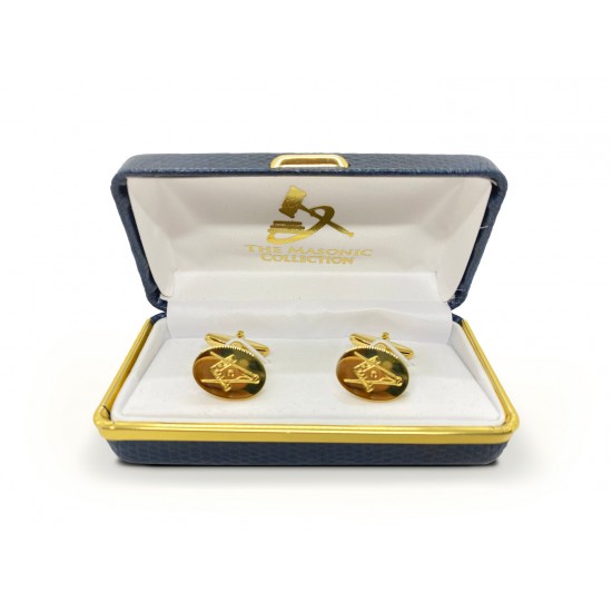 Masonic Gold Plated Oval Cufflinks with G