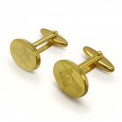 Masonic Gold Plated Oval Cufflinks with G