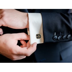 Masonic Onyx & MOP Pavement Design Cufflinks