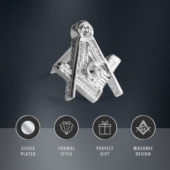 Craft Sq & Compass Silver Masonic Badge