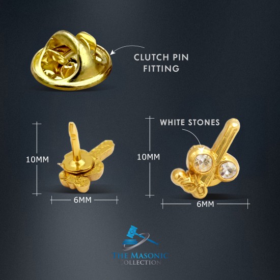 Gilt Metal Tubal Cain Masonic Lapel with Stones