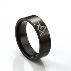 Modern Design Black ION Plated Masonic Ring Band