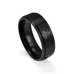 Black ION Plated Masonic Ring Band