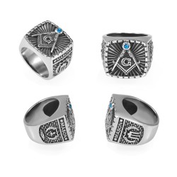 Silver Signet Style Masons Ring