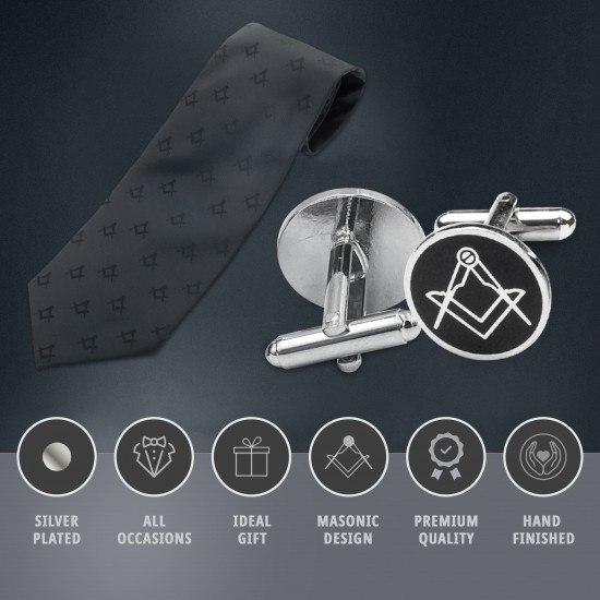 Masonic Black Tie and Cufflinks