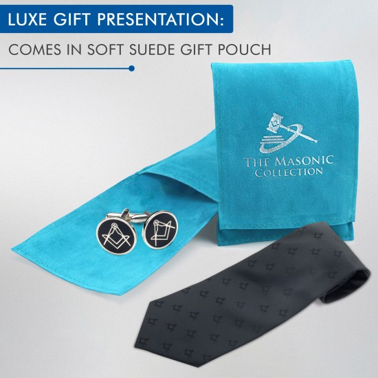 Masonic Black Tie and Cufflinks