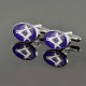 Silver Plated Blue Enamel Square and Compass with G Cufflinks