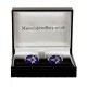 Silver Plated Blue Enamel Square and Compass with G Cufflinks