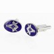 Silver Plated Blue Enamel Square and Compass with G Cufflinks