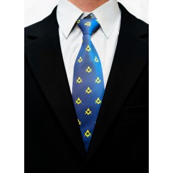 Blue & Gold Silk Masonic Tie & Cufflinks