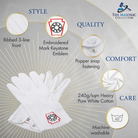 Mark Degree White 100% Cotton Gloves