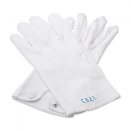White 100% Cotton Gloves with Lodge Number