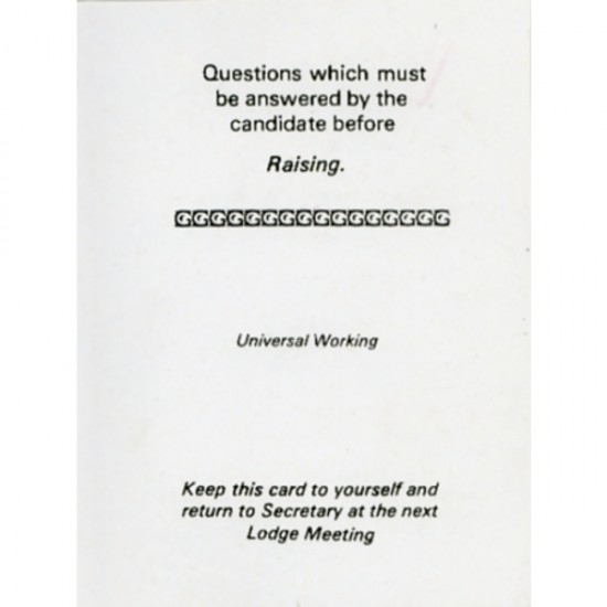 Universal Working Raising Card