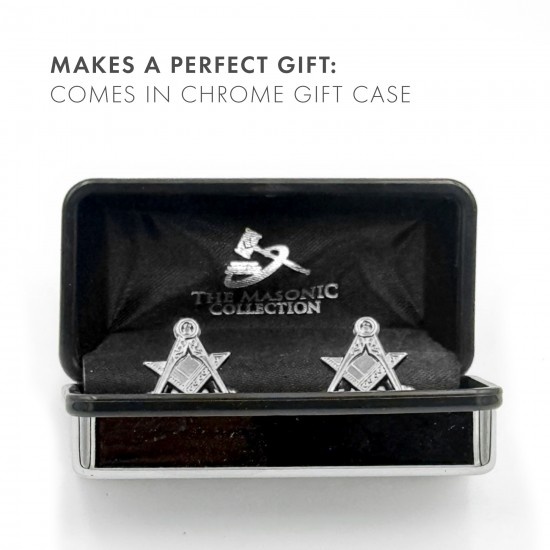 Silver Plated Masonic Cufflinks Depicting the Square & Compass