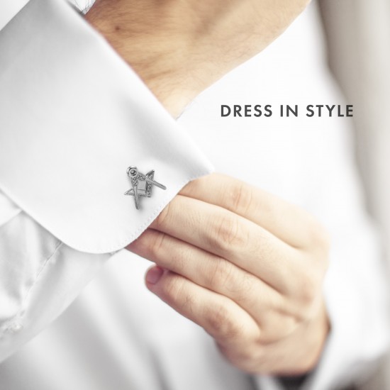 Silver Plated Masonic Cufflinks Depicting the Square & Compass