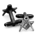 Antique Silver Effect Cufflinks with Square & Compass Symbols
