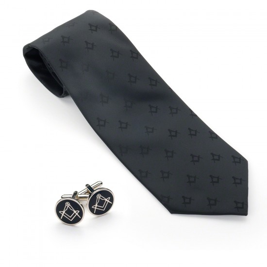 Masonic Black Tie and Cufflinks