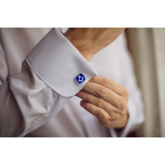 Blue Masonic 925 Silver Plated Cufflinks