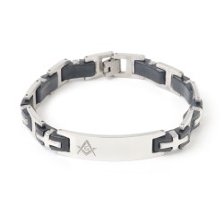Mens Masonic Bracelet Silver & Black
