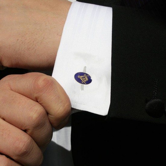 Gilt Metal and Blue Enamel Modern Craft Masonic Cufflinks