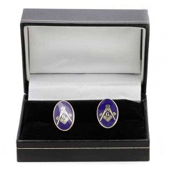 Gilt Metal and Blue Enamel Modern Craft Masonic Cufflinks