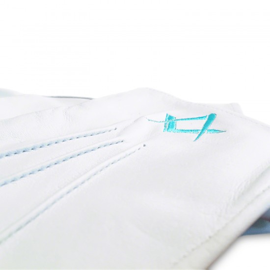 White 100% Soft Leather Masonic Gloves - Featuring embroidered Square & Compass emblem