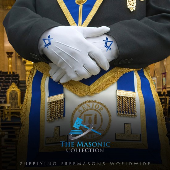 White 100 % Cotton Masonic Royal Blue Gloves