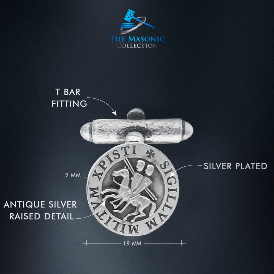 Knights Templar Silver Seal Masonic Cufflinks