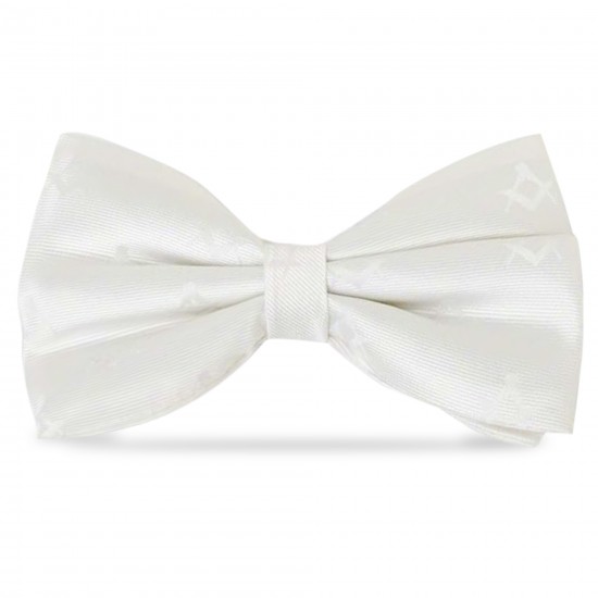 White 100% Silk Woven Masonic Bow Tie