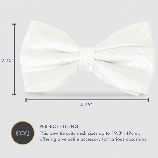 White 100% Silk Woven Masonic Bow Tie