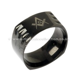Black ION Plated 10mm Masonic Ring Band