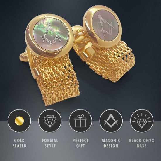Masonic Onyx Cufflinks & Dress Shirt Studs