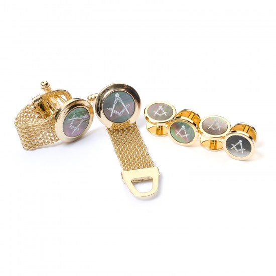Masonic Onyx Cufflinks & Dress Shirt Studs