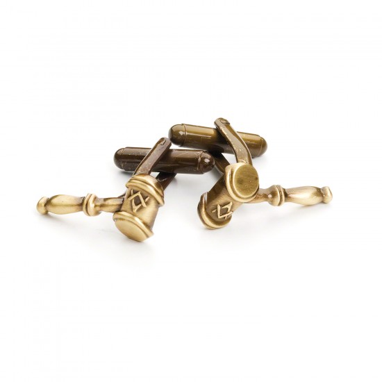 Antique Gold Gavel Masonic Cufflinks
