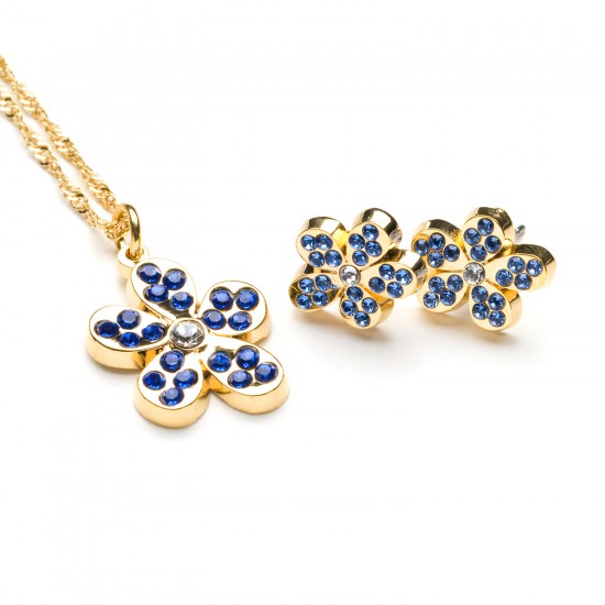 Masonic Forget me Not Pendent & Earing Set