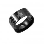 Black ION Plated 10mm Masonic Ring Band