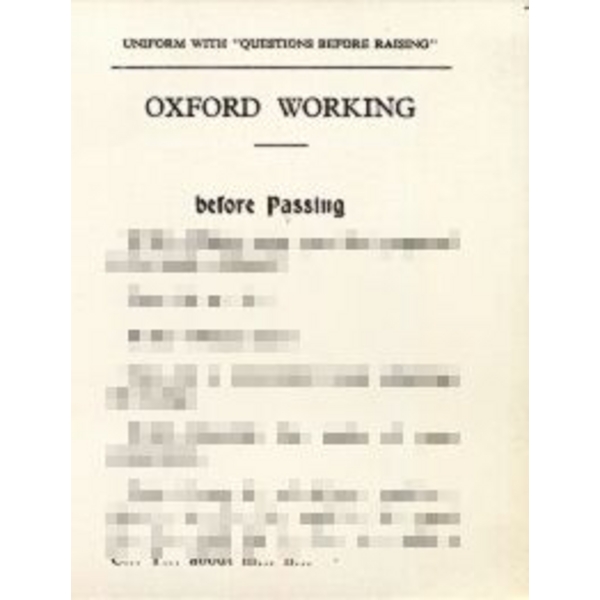 Oxford Working Passing Card