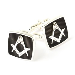 Black Masonic 925 Silver Plated Cufflinks