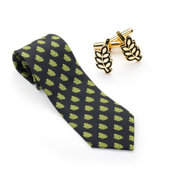 Acacia Leaf Tie & Matching Cufflinks