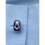 Blue Enamel and Silver Rectangular Masonic Cufflinks