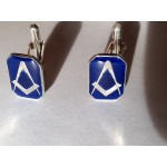 Blue Enamel and Silver Rectangular Masonic Cufflinks