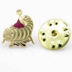 Gilt Metal and Enamel Cornucopia Horn of Plenty Lapel Pin