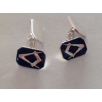 Blue Enamel & Silver Rectangular Masonic Cufflinks with Chain