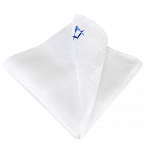 Freemasons White Craft 100% Silk Pocket Square / Handkerchief
