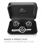 Black Detailed Masonic Cufflink & Tieslide Set