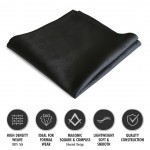 Black Freemasons 100% Silk Pocket Square / Handkerchief