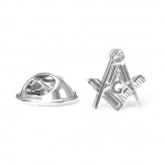Craft Sq & Compass Silver Masonic Badge with G